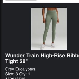 lululemon Wunder Train High-Rise Leggings Ribbed - Gray Eucalyptus